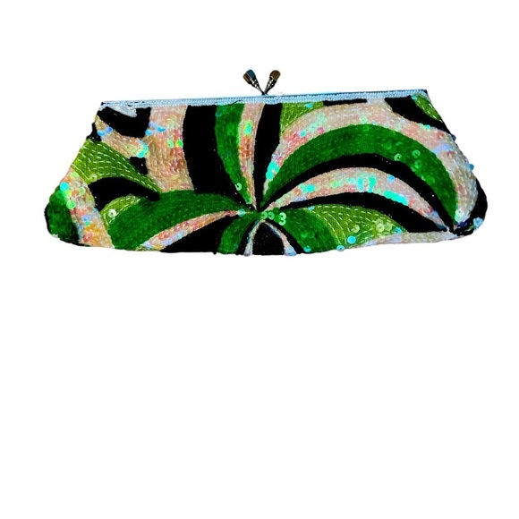 unbranded Handbags - Vintage green multi Sequin Clutch with chain strap